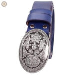Ceinture en cuir noir avec boucle décorative