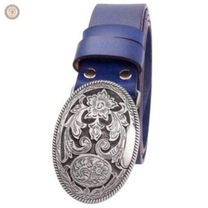Ceinture en cuir noir avec boucle décorative