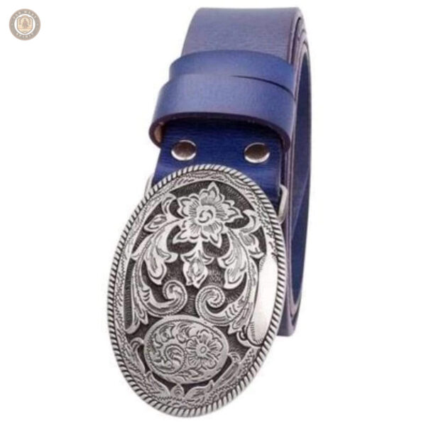 Ceinture en cuir noir avec boucle décorative