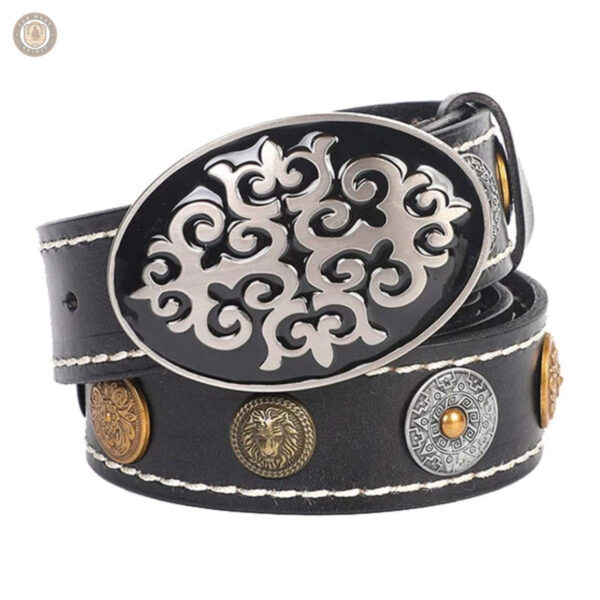 Ceinture cuir western femme avec concho décoratif