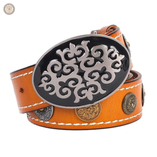 Accessoire western en cuir pour femme avec design concho