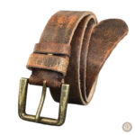 Ceinture cuir marron style western pour homme