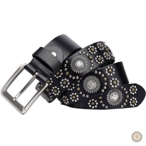 Ceinture femme cuir noir style western