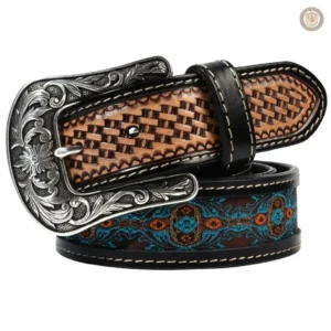 Ceinture large cuir femme style western