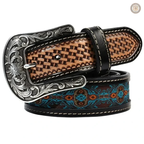 Ceinture large cuir femme style western