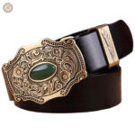 Ceinture en cuir marron au design western