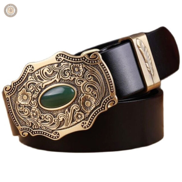 Ceinture en cuir marron au design western