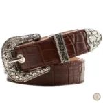 Ceinture western femme en cuir cognac