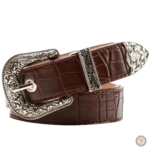 Ceinture western femme en cuir cognac