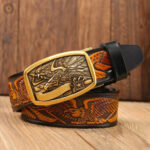 Ceinture en cuir pour homme avec gravure cowboy