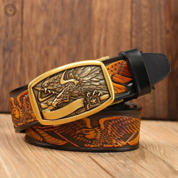 Ceinture en cuir pour homme avec gravure cowboy