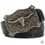 Ceinture homme cuir repoussé style western