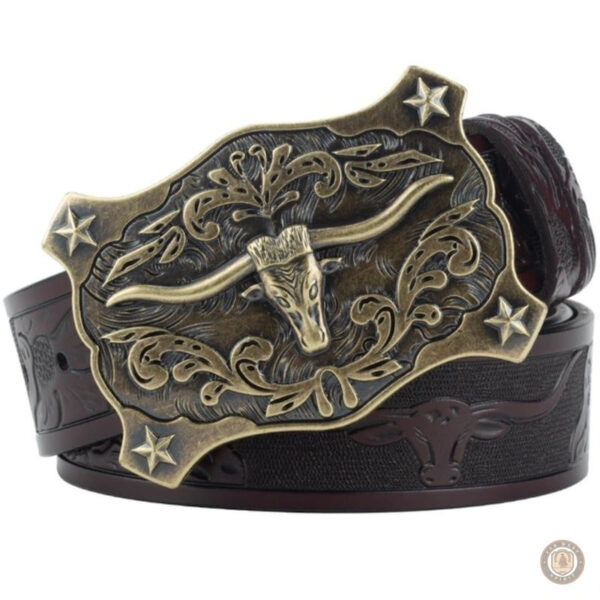 Ceinture homme cuir repoussé style western