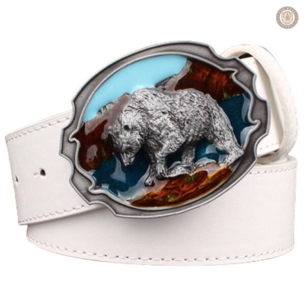 Ceinture en cuir au design ours traditionnel