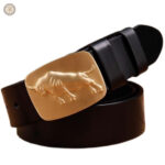 Ceinture femme en cuir couleur camel, look western chic