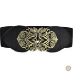 Ceinture western double boucles dorées pour femme