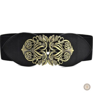 Ceinture western double boucles dorées pour femme