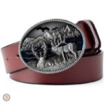 Ceinture en cuir rouge pour style western