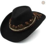 Chapeau cowboy avec plumes décoratives