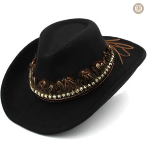 Chapeau cowboy avec plumes décoratives
