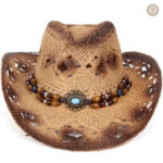 Chapeau de cowboy en cuir, style western élégant