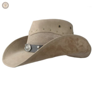Chapeau de cowboy courbé en cuir marron