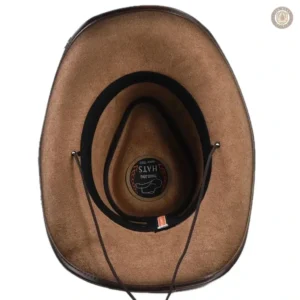 Chapeau en cuir bi-color style cowboy masculin