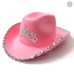 Chapeau de cowboy rose pour fille, style tendance et ludique