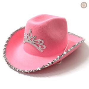 Chapeau de cowboy rose pour fille, style tendance et ludique