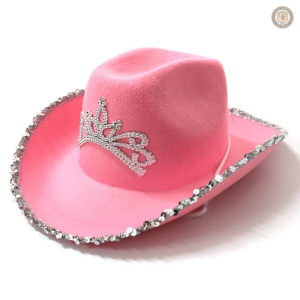 Chapeau de cowboy rose pour fille, style tendance et ludique