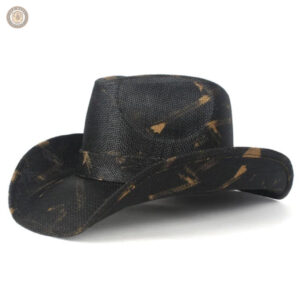 Chapeau cowboy en paille noir élégant et tendance
