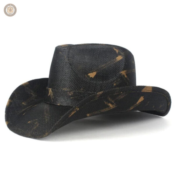 Chapeau cowboy en paille noir élégant et tendance