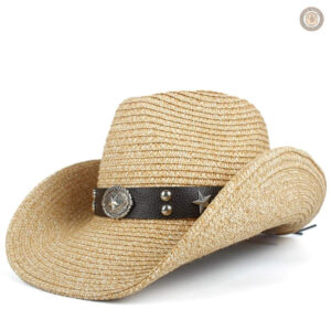 Chapeau cowboy en paille tressée élégant et stylé