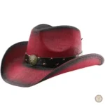 Chapeau de Paille Western Rouge et Noir pour un look cowboy