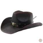 Accessoire de mode cowboy, chapeau de paille rouge et noir