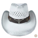 Chapeau blanc style cowboy, parfait pour les aventures en plein air