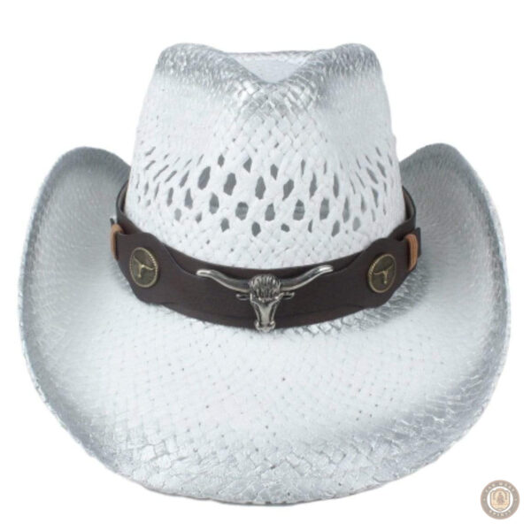 Chapeau blanc style cowboy, parfait pour les aventures en plein air
