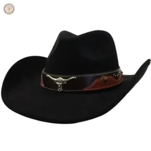 Chapeau feutre noir style cowboy en laine