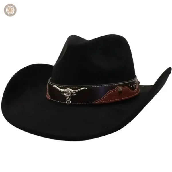 Chapeau feutre noir style cowboy en laine