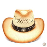 Chapeau cowboy en paille orné de strass noirs brillants