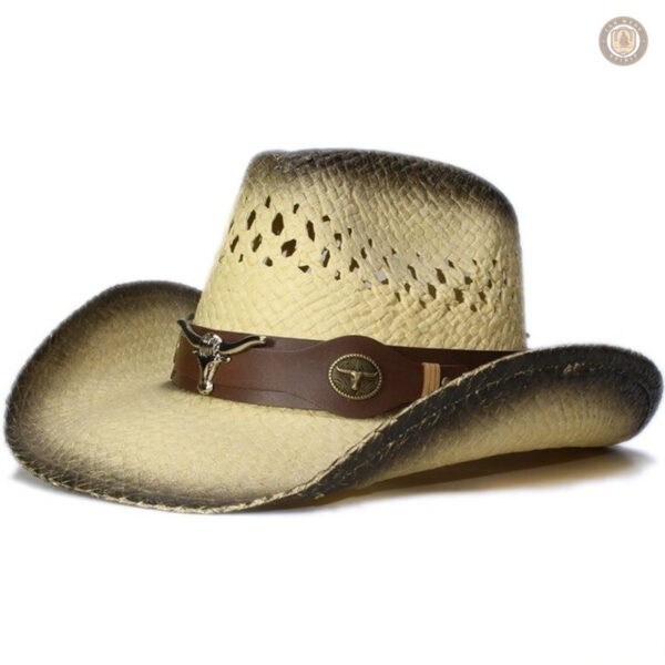 Chapeau de paille style Western Express pour cowboy