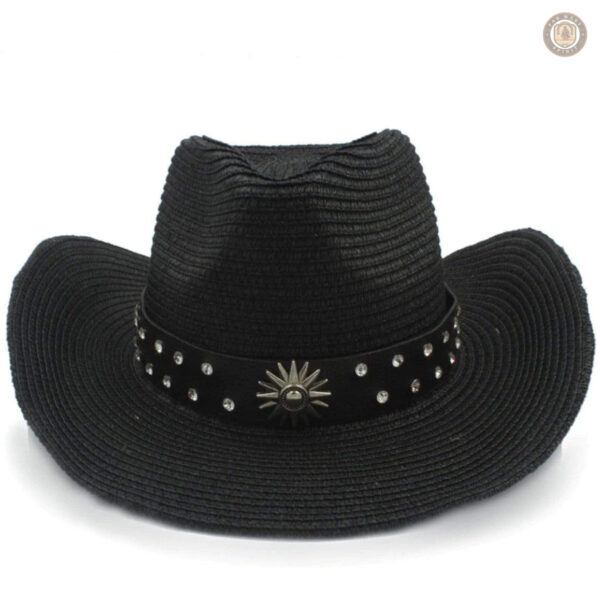 Chapeau cowboy en paille noire, accessoire de mode western