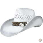 Chapeau Western Blanc avec Bourdalou, style cowboy élégant