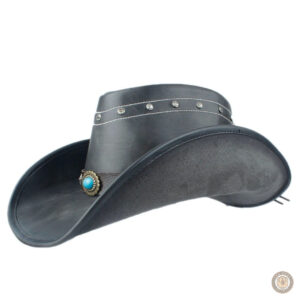 Chapeau cowboy cuir noir élégant et intemporel