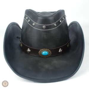 Chapeau de cowboy en cuir, coloris noir classique