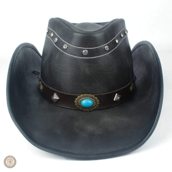 Chapeau de cowboy en cuir, coloris noir classique