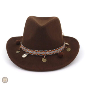 Chapeau de cowboy marron en style indien