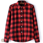 Chemise à carreaux rouge pour femme style country
