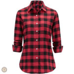 Chemise à carreaux rouge pour femme style cowboy