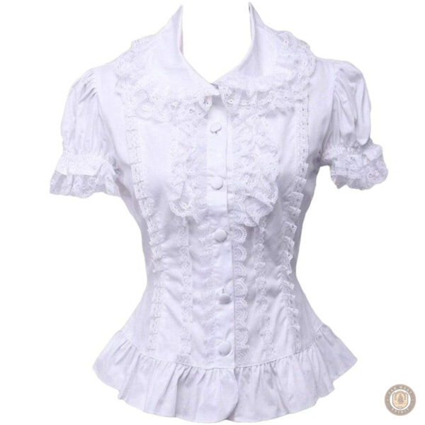 Chemise blanche manches courtes femme style western